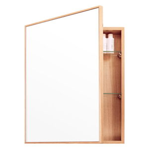 Nástenné zrkadlo s úložným priestorom z dubového dreva Mezza Wireworks, 45 × 55 cm