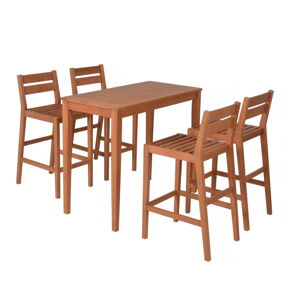 Záhradný barový set z eukalyptového dreva v prírodnej farbe pre 4 Maine - Garden Pleasure