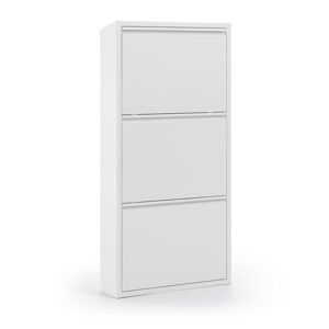 Biela kovová skrinka na topánky s 3 výklopnými zásuvkami Kave Home Rox