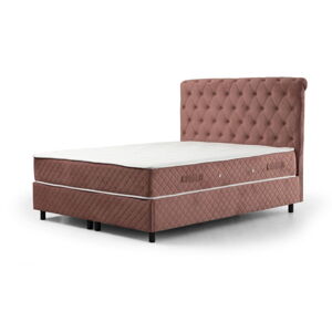 Ružová boxspring posteľ s úložným priestorom 140x200 cm Sonata – Kalune Design