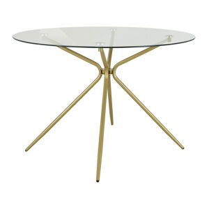 Okrúhly jedálenský stôl so sklenenou doskou v zlatej farbe ø 110 cm Silvie – Støraa
