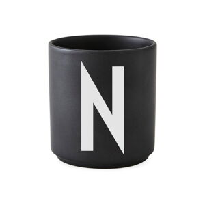 Čierny porcelánový hrnček Design Letters Alphabet N 250 ml