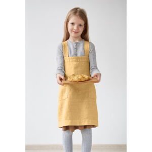 Detská žltá ľanová zástera Linen Tales Pinafore, 60 x 34 cm