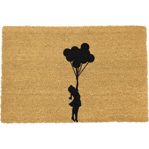 Rohožka z prírodného kokosového vlákna Artsy Doormats Flying Balloon Girl, 40 x 60 cm