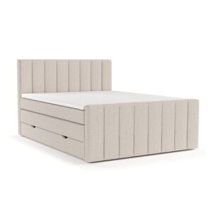 Béžová boxspring posteľ s úložným priestorom 160x200 cm Ruby – Maison de Rêve