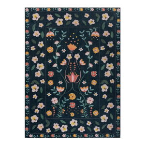Tmavomodrý prateľný koberec 120x170 cm MATCH NORDIC FLORAL – Flair Rugs