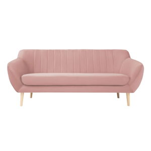 Svetloružová zamatová pohovka Mazzini Sofas Sardaigne, 188 cm