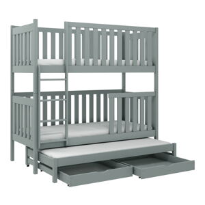 Sivá poschodová detská posteľ s úložným priestorom 90x190 cm Emilka - Lano Meble