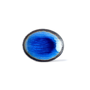 Modrý keramický oválny tanier MIJ Cobalt, 24 x 20 cm