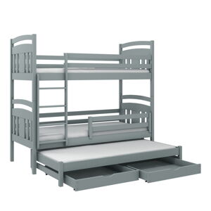 Sivá poschodová detská posteľ s úložným priestorom 90x190 cm Igor - Lano Meble
