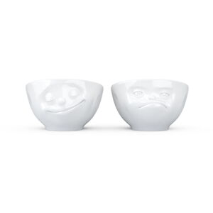 Sada 2 bielych porcelánových misiek na vajíčka 58products Happy & Hmpff