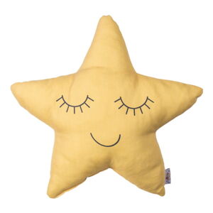 Žltý detský vankúšik s prímesou bavlny Mike & Co. NEW YORK Pillow Toy Star, 35 x 35 cm