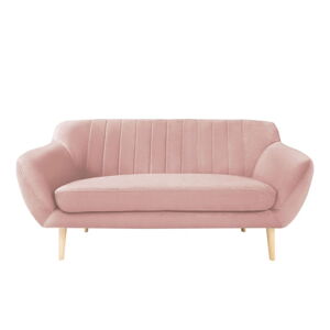 Svetloružová zamatová pohovka Mazzini Sofas Sardaigne, 158 cm