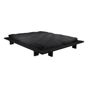 Dvojlôžková posteľ z borovicového dreva s matracom Karup Design Japan Comfort Mat Black/Black, 140 × 200 cm