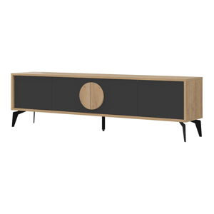 Čierny/v prírodnej farbe TV stolík v dekore duba 180x51 cm Vae – Marckeric