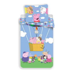 Svetlomodré detské bavlnené obliečky Jerry Fabrics Peppa Pig, 140 x 200 cm