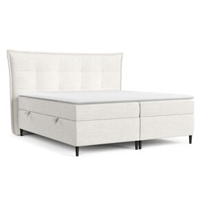 Krémovobiela boxspring posteľ s úložným priestorom 200x200 cm Sinai – Maison de Rêve