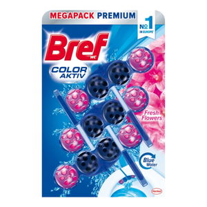 Závesný blok do WC Bref Blue Aktiv Flower, 9 x 50 g