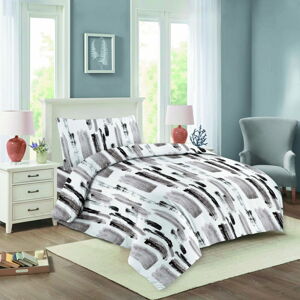 Biele/sivé bavlnené obliečky na jednolôžko 140x200 cm Nela – Cotton House