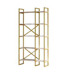 Regál v dekore mramoru v bielej a zlatej farbe 87,5x175 cm Monica – Kalune Design