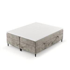 Svetlohnedá boxspring posteľ s úložným priestorom 200x200 cm Araya – Maison de Rêve