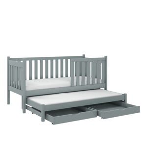 Sivá detská posteľ s výsuvným lôžkom s úložným priestorom 90x190 cm Kaja V5 - Lano Meble