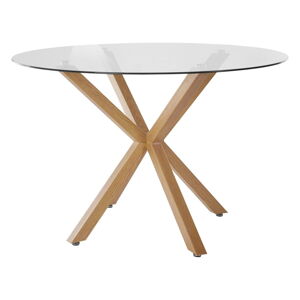 Okrúhly jedálenský stôl so sklenenou doskou v prírodnej farbe ø 120 cm Pablo – Støraa