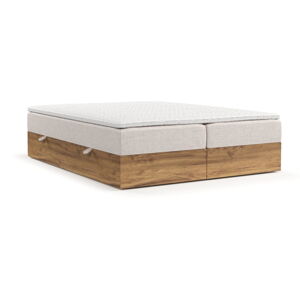 Boxspring posteľ s úložným priestorom 140x200 cm v prírodnej farbe/svetlohnedá Faro – Maison de Rêve
