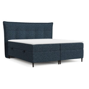 Tmavomodrá boxspring posteľ s úložným priestorom 140x200 cm Sinai – Maison de Rêve