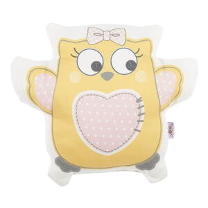 Žltý detský vankúšik s prímesou bavlny Mike & Co. NEW YORK Pillow Toy Owl, 32 x 26 cm