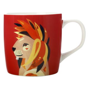 Červený porcelánový hrnček Maxwell & Williams Pete Cromer Lion, 375 ml