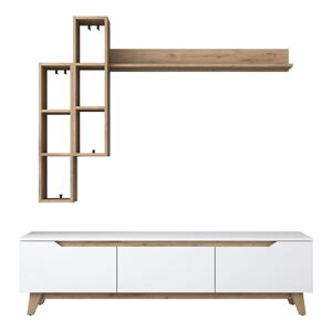 TV zostava v dekore orecha v bielo-prírodnej farbe 180x49 cm Linh – Kalune Design