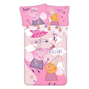 Ružové detské bavlnené obliečky Jerry Fabrics Peppa Pig, 140 x 200 cm