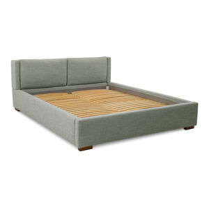 Sivá čalúnená dvojlôžková posteľ s úložným priestorom s roštom 160x200 cm Dreamer – Scandic