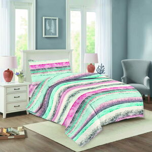 V mentolovej farbe/ružové bavlnené obliečky na jednolôžko 140x200 cm Nela – Cotton House