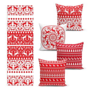 Súprava 4 vianočných obliečok na vankúš a behúň na stôl Minimalist Cushion Covers Christmas