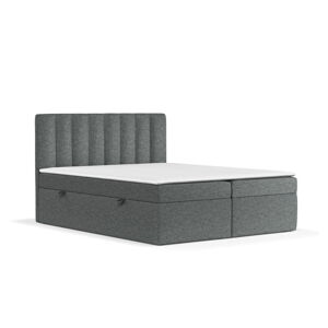 Tmavosivá boxspring posteľ s úložným priestorom 160x200 cm Novento – Maison de Rêve