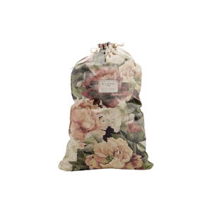 Látkový vak na bielizeň s prímesou ľanu Really Nice Things Bag Spring Flowers, výška 75 cm
