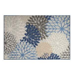 Modrý/krémovobiely prateľný koberec s prímesou bavlny 100x150 cm Geo Flowers – Conceptum Hypnose